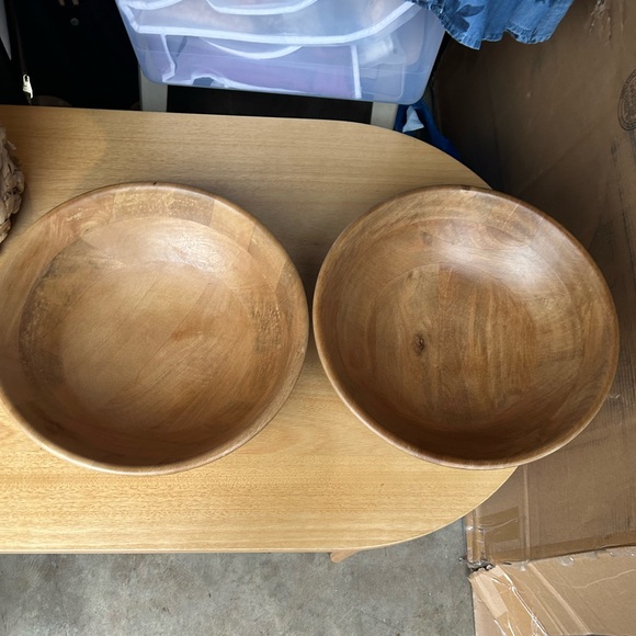 Two large serving bowls from Pottery Barn. Can buy one or both. Mango wood. - Picture 1 of 8